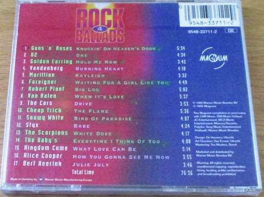 ROCK BALLADS 4 CD  [Shelf G Box 22]
