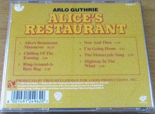 ARLO GUTHRIE Alice`s Restaurant CD [Shelf G Box 16]