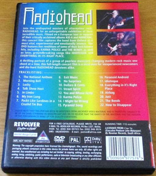 RADIOHEAD Live In Germany At The Rockpalast DVD