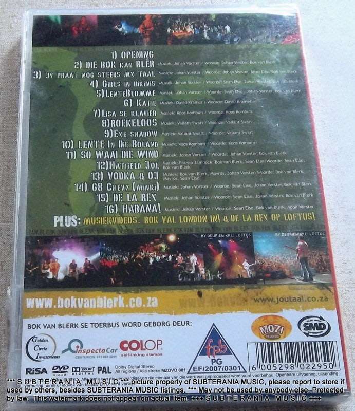 BOK VAN BLERK De La Rey Live Konsert Opgeneem By Bluemoon In Nelspruit DVD PAL