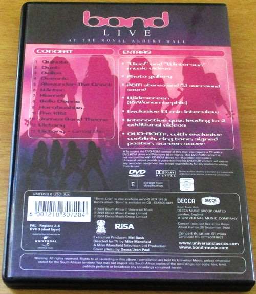 BOND Live At the Royal Albert Hall DVD
