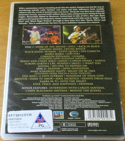 SANTANA Greatest Hits Live at Montreux 2011 DVD