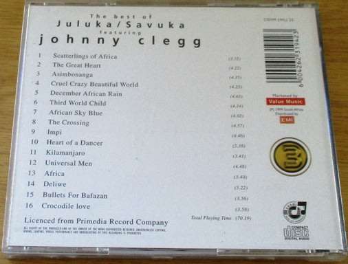 JOHNNY CLEGG + SAVUKA + JULUKA The Best Of   [Shelf Z Box 11]