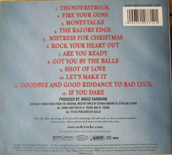 AC/DC The Razor`s Edge South African Release digipak CD
