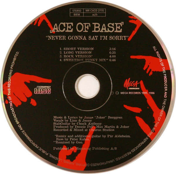ACE OF BASE Never Gonna Say I'm Sorry CD  [STOCK ROOM]
