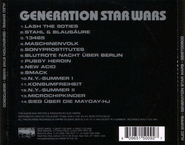 ALEC EMPIRE Generation Star Wars CD