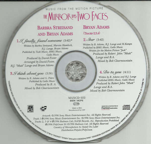 BRYAN ADAMS + BARBRA STREISAND I Finally Found Someone CD Single