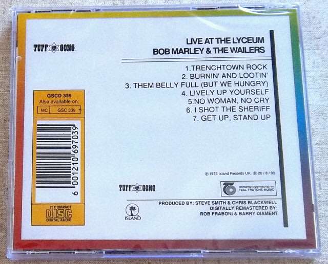 BOB MARLEY & THE WAILERS Live at the Lycelium CD