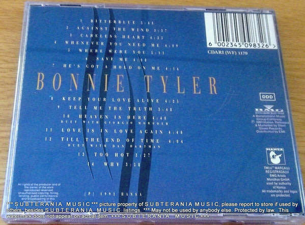BONNIE TYLER Bitterblue CD
