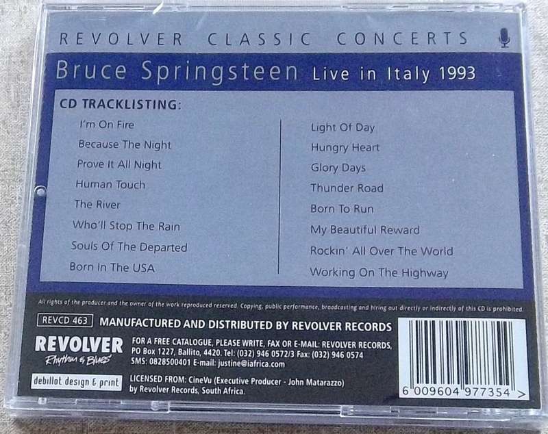 BRUCE SPRINGSTEEN Live in Italy 1993 CD SOUTH AFRICA Cat# REVCD 490