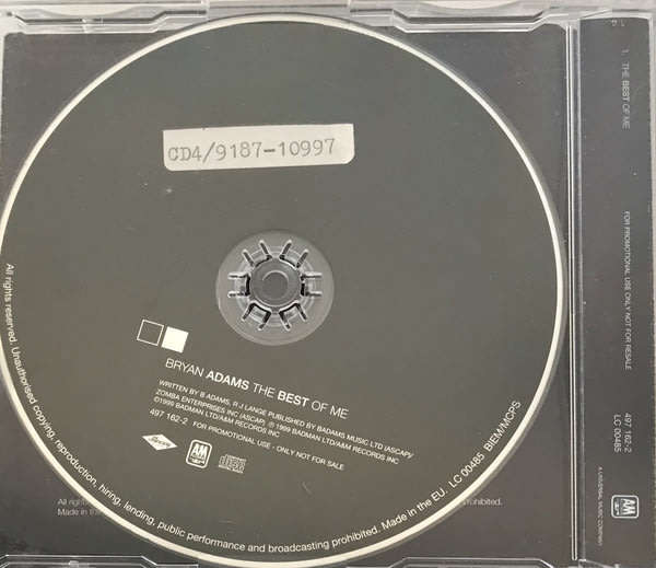 BRYAN ADAMS The Best of Me Promo CD single