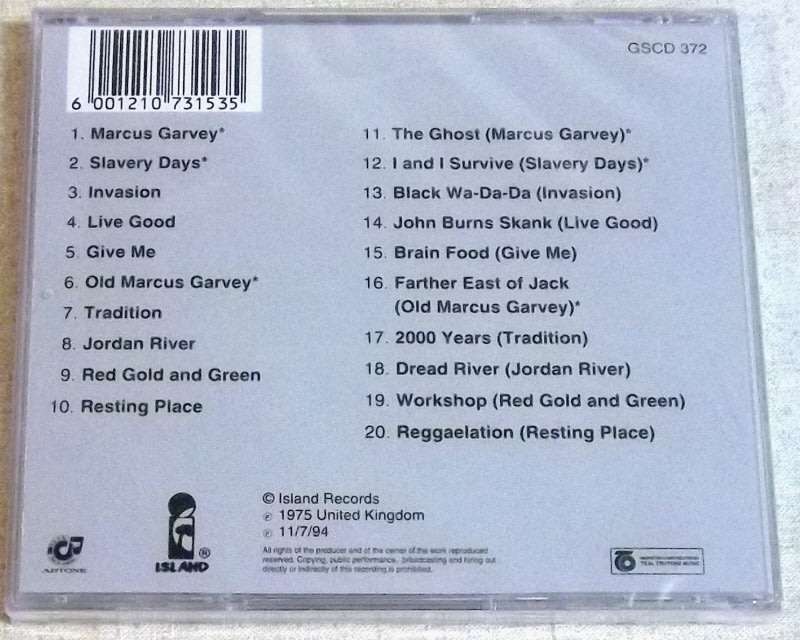 BURNING SPEAR Marcus Garvey / Garvey's Ghost CD SOUTH AFRICA Cat# GSCD 372