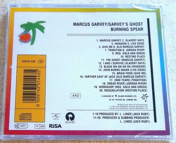 BURNING SPEAR Marcus Garvey / Garveys Ghost 100TH Anniversary CD SOUTH AFRICA Cat# GSCD 532