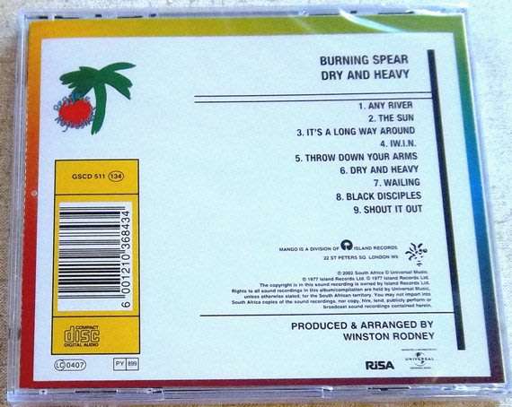 BURNING SPEAR Dry and Heavy SOUTH AFRICA Cat# GSCD511