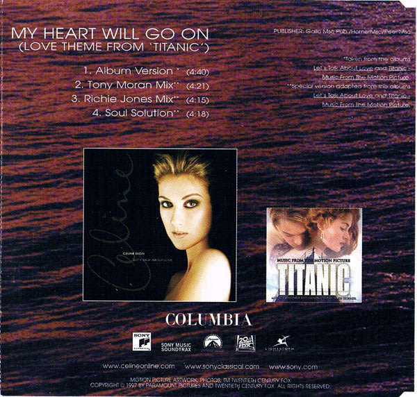 CELINE DION My Heart will Go On South African CD single
