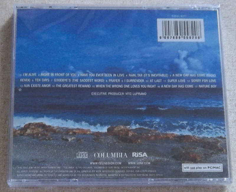 CELINE DION A New Day Has Come SOUTH AFRICA Cat# CDCOL6371