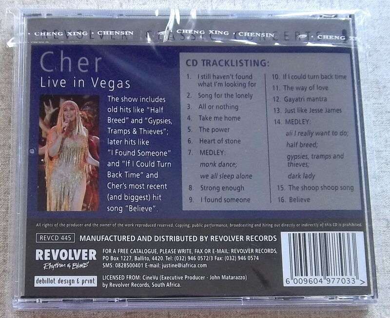 CHER Live In Vegas Exclusive South African CD Cat# REVCD 445