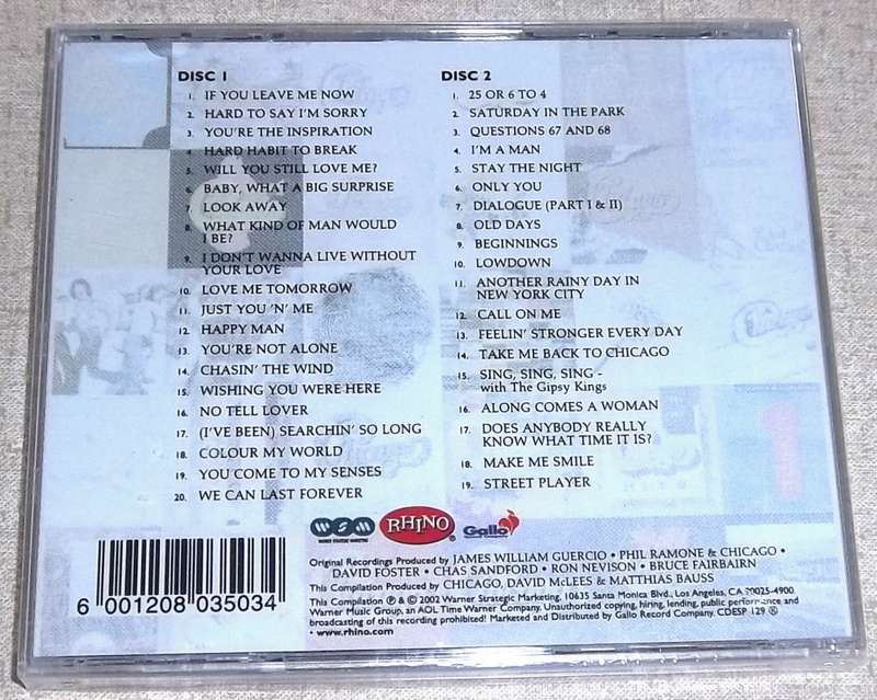 CHICAGO The Chicago Story Complete Greatest Hits 2xCD SOUTH AFRICA Cat# CDESP129