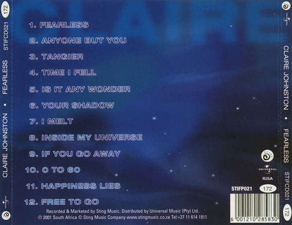 CLAIRE JOHNSON Fearless South African release CD