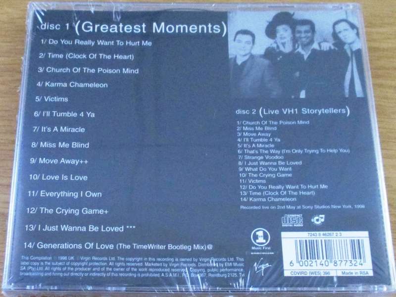CULTURE CLUB Greatest Hits + Live VH1 Storytellers SOUTH AFRICA #CDVIR(WES)398