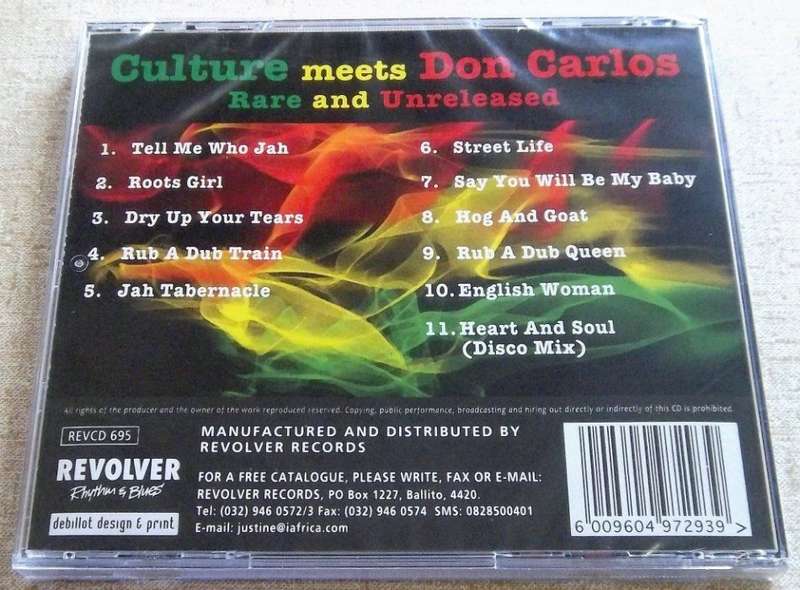 CULTURE meets DON CARLOS Rare And Unreleased SOUTH AFRICA Cat# REVCD695