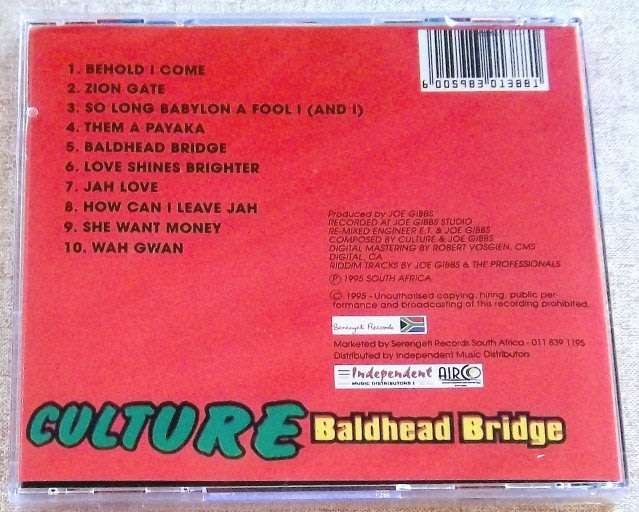 CULTURE Baldhead Bridge SOUTH AFRICA Cat# CDMWS028