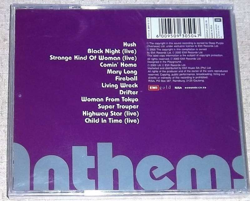 DEEP PURPLE Anthems SOUTH AFRICA CAT# CDGOLD 58