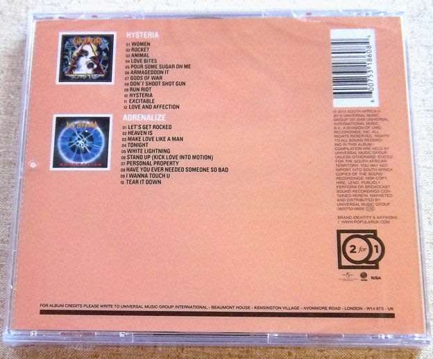 DEF LEPPARD Hysteria + Adrenalize SOUTH AFRICA Cat# 060075318608