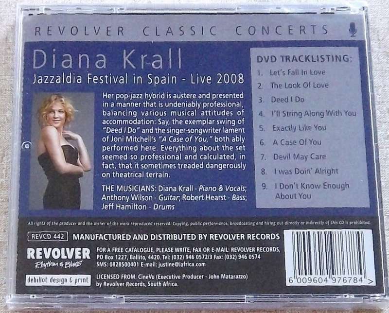 DIANA KRALL Jazzaldia Festival in Spain Live 2008 CD SOUTH AFRICA Cat# REVCD442