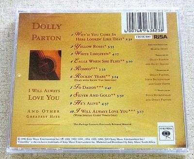 DOLLY PARTON I Will Always Love You Other Greatest Hits CDCOL3919