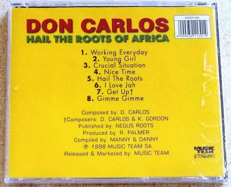 DON CARLOS Hail the Roots of Africa SOUTH AFRICA Cat# CDNER008
