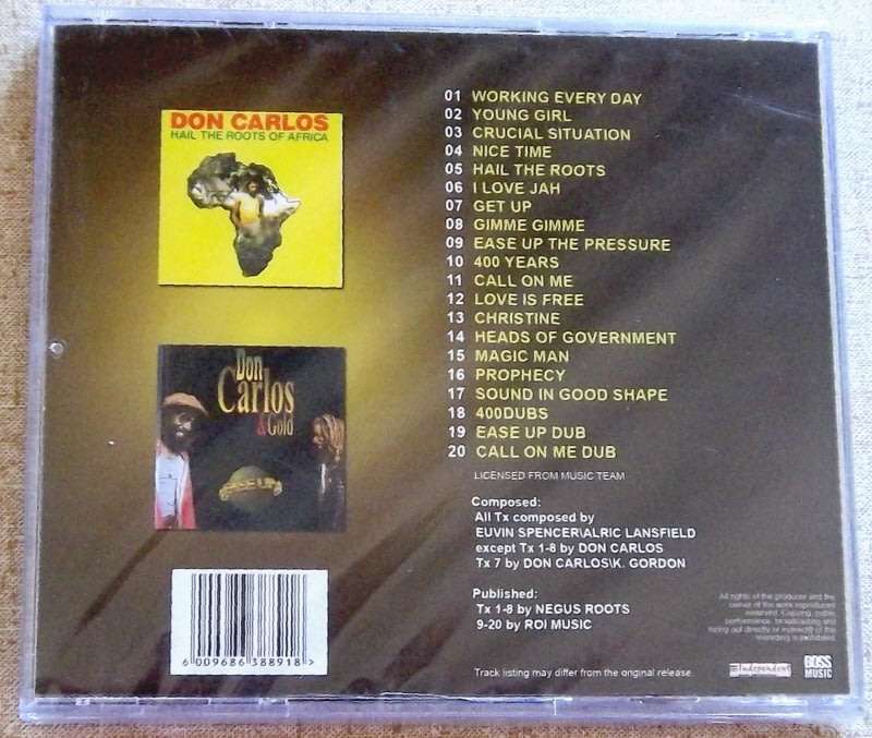 DON CARLOS Golden Hits Collection Hail the Roots of Africa / Ease Up SOUTH AFRICA