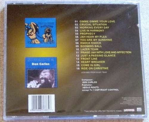 DON CARLOS Golden Hits Collection Suffering + Suffering 2 SOUTH AFRICA CDBOSS012