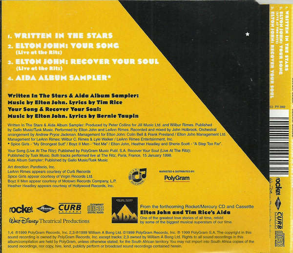 ELTON JOHN + LEANN RIMES Written in the Stars CD Single