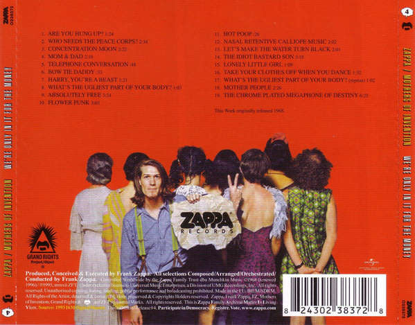 FRANK ZAPPA + MOTHERS OF INVENTION We're Only In It For The Money CD