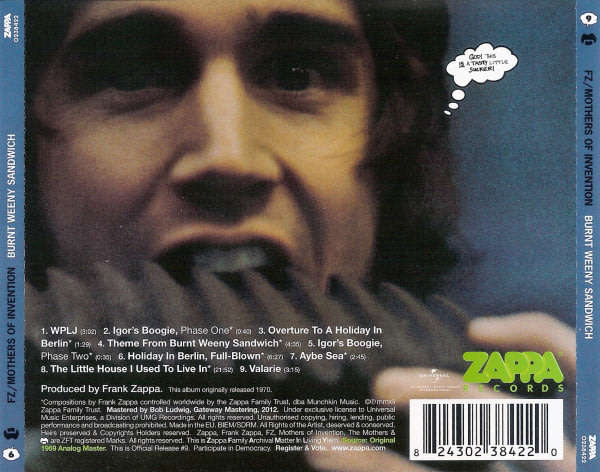 FRANK ZAPPA + MOTHERS OF INVENTION Burnt Weeny Sandwich