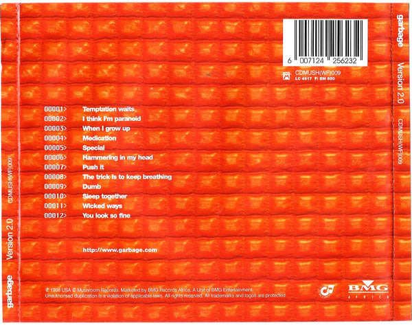 GARBAGE Version 2.0  South African Release Cat# CDMUSH(WF)009