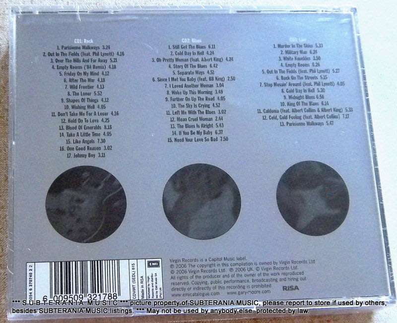 GARY MOORE The Platinum Collection 3CD Fatpack SOUTH AFRICA Cat# CDVIRT(SEDL)815