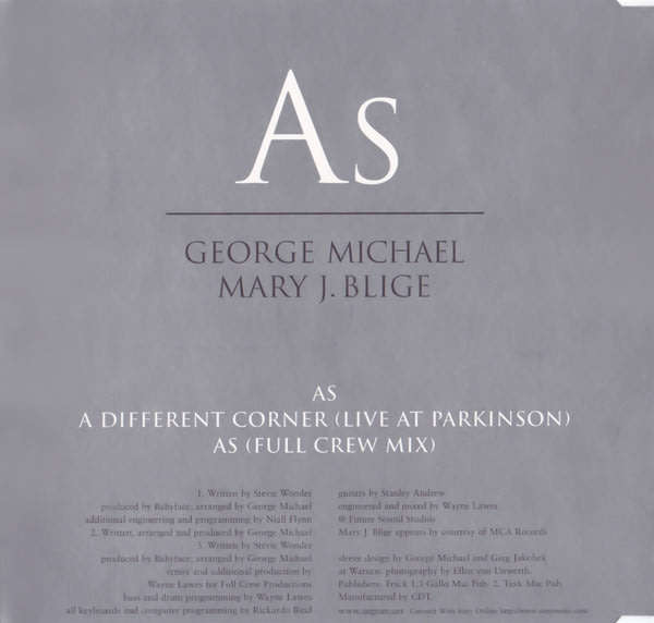 GEORGE MICHAEL+ MARY J BLIGE As CD Single South African Issue