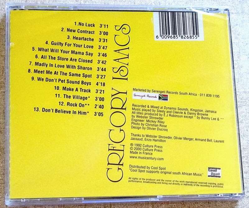 GREGORY ISAACS No Luck SOUTH AFRICA Cat# CD CP6001