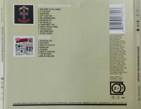 GUNS N ROSES Appetite For Destruction G N R Lies 2xCD