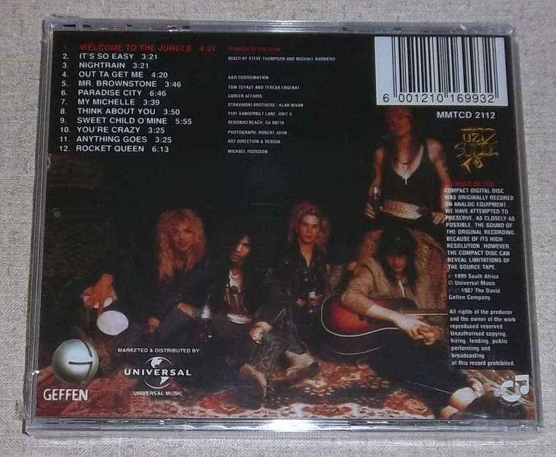 GUNS N ROSES Appetite For Destruction SOUTH AFRICA Cat# MMTCD 2112