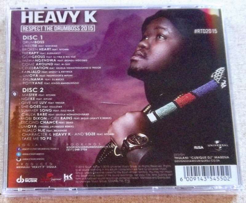 HEAVY K Respect the Drumboss 2015 2xCD SOUTH AFRICA Cat# CDSRBL 795