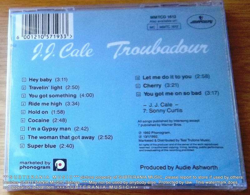 J.J. CALE Troubadour SOUTH AFRICA Cat# MMTCD 1612
