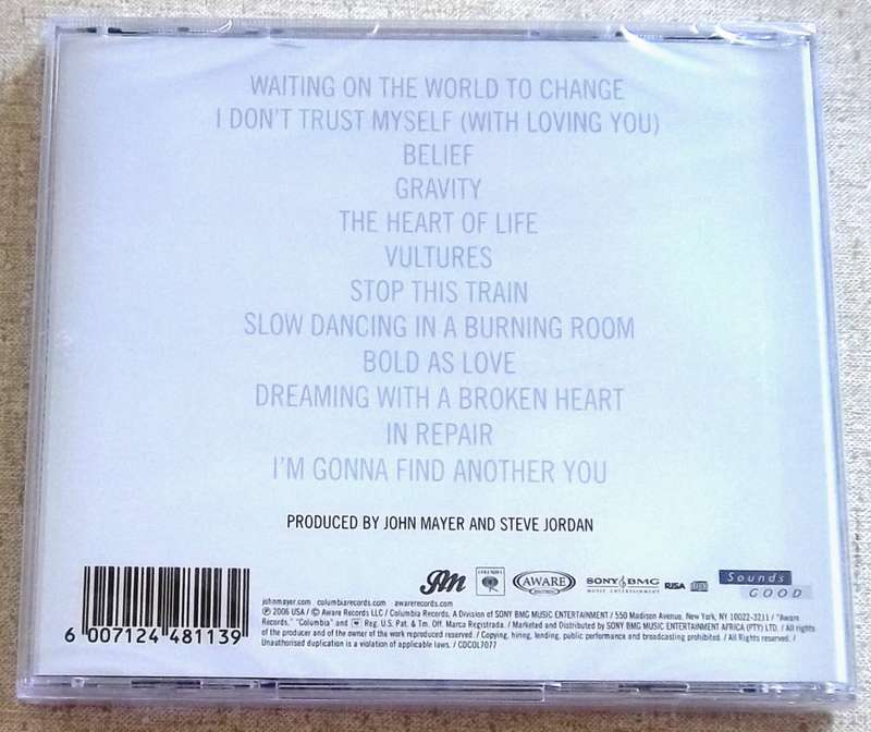 JOHN MAYER Continuum SOUTH AFRICA Cat# CDCOL7077