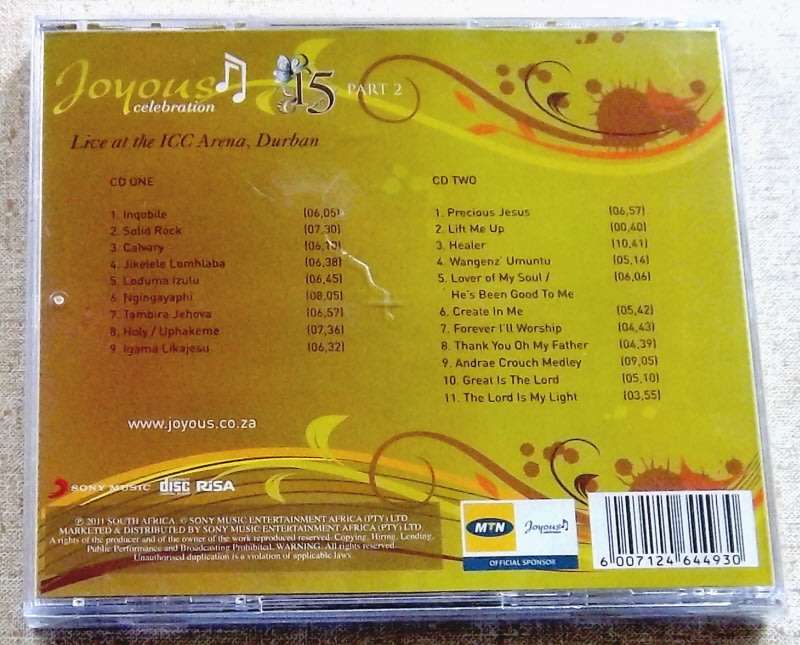 JOYOUS CELEBRATION 15 Live At The Icc Arena, Durban Part 2 SOUTH AFRICA Cat# CDPAR5068