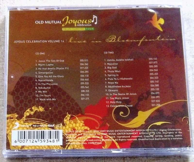JOYOUS CELEBRATION 14 Live In Bloemfontein SOUTH AFRICA Cat# CDPAR5046