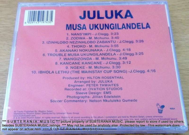 JULUKA Musa Ukungilandela SOUTH AFRICA Cat# RSMCD 1028 Johnny Cleggg