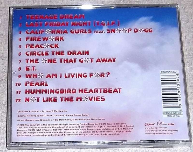 KATY PERRY Teenage Dream SOUTH AFRICA Cat# CDEMCJ (WF) 6601