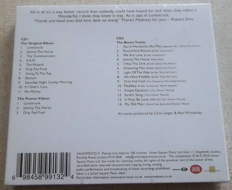 MADNESS Wonderful Double CD Reissue with Videos Bonus Tracks UK Cat# SALVOMDCD13